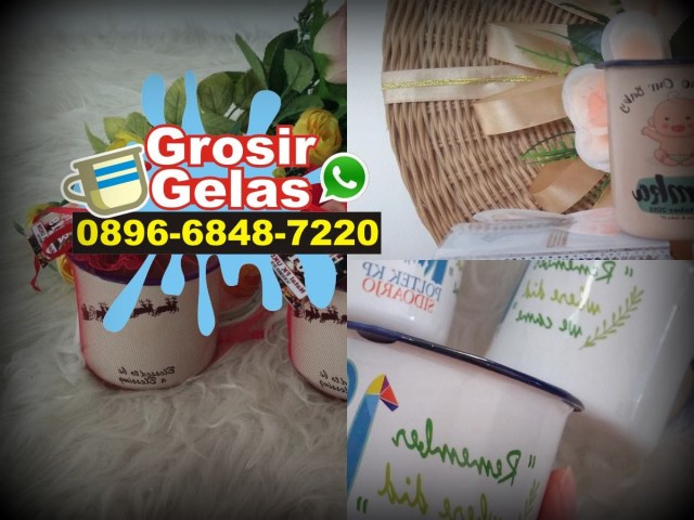 gelas enamel putih