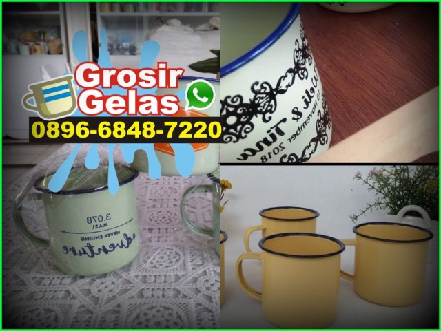 souvenir pernikahan gelas enamel