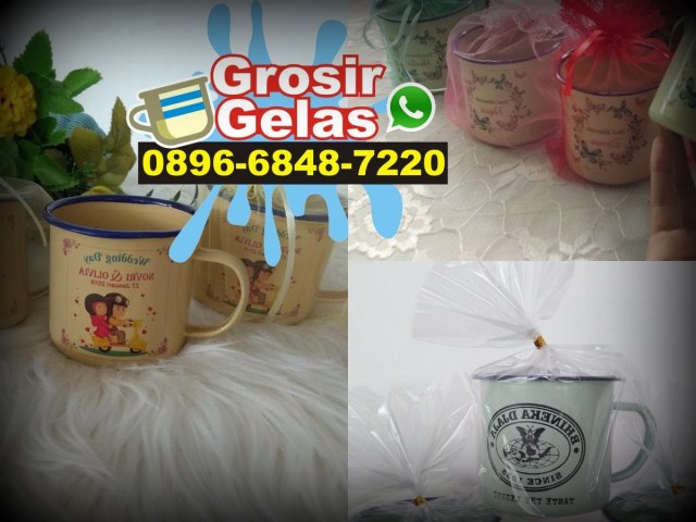 gelas enamel sablon satuan