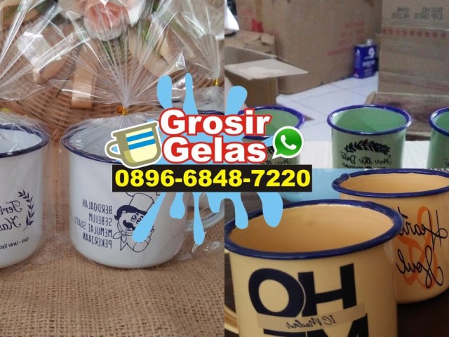 souvenir pernikahan mug enamel