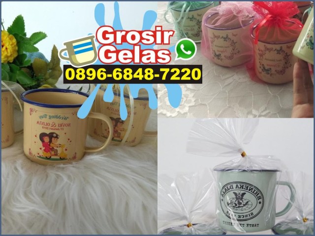 gelas enamel sablon satuan